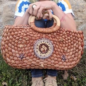 Vintage woven Rattan Handbag